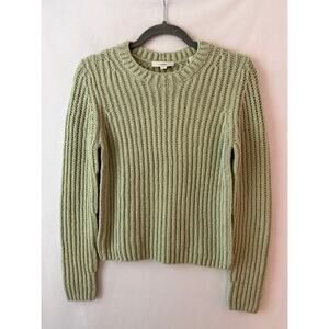 Vince Women's Crimped Ribbed Cotton Sweater Jade Green Pullover Knit SM NWT $395